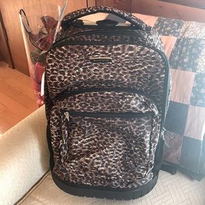 Rockwood Rolling Backback Carry On leopard print NWOT
